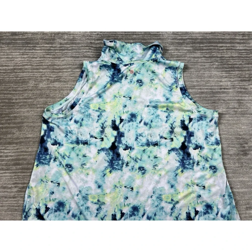 Livi Active Women's Tie-Dye Tank Top in Blue, Aqua, Navy, Lime - Picture 7 of 10